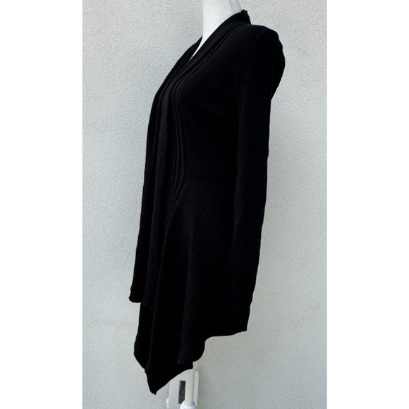 Firuze San Francisco Women's Wrap Sweater Black Ribbed Long Sleeve Size S Elegan - Picture 5 of 9